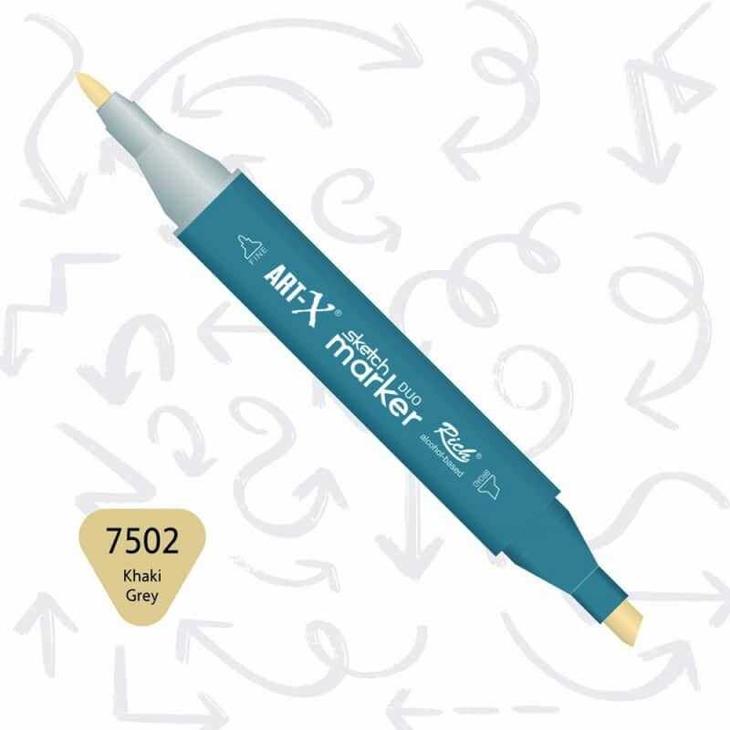 Rich Art-X Sketch Marker Duo Çift Uçlu Marker Kalem 7502 Khaki Grey