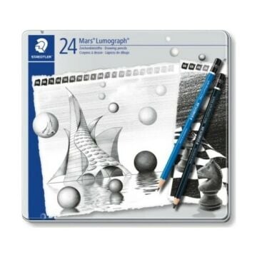 Staedtler Mars Lumograph Kurşun Kalem Metal Kutuda 24'lü (12B-10H)