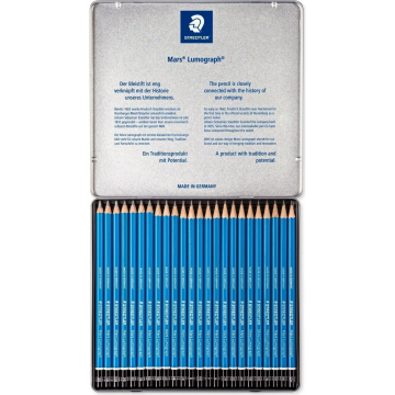 Staedtler Mars Lumograph Kurşun Kalem Metal Kutuda 24'lü (12B-10H)