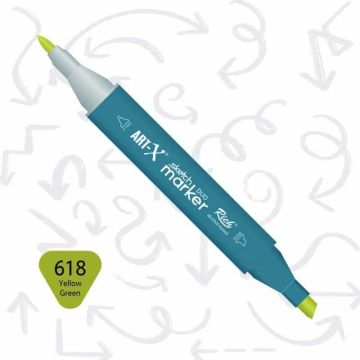 Rich Art-X Sketch Marker Duo Çift Uçlu Marker Kalem 618 Yellow Green