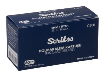 Scrikss Mavi-Siyah Dolma Kalem Kartuşu 6lı