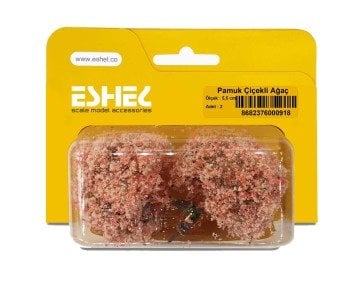 Eshel Maket Pamuk Çiçekli Ağaç 2'li Set 7 cm