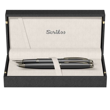 Scrikss 88 Dolma Kalem + Tükenmez Kalem Seti Mat Siyah