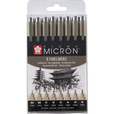 Sakura Pigma Micron Teknik ve İllüstrasyon Çizim Kalem Seti Siyah Edition 8'li