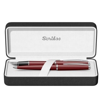 Scrikss 33 Bordo Dolmakalem + Tükenmez Takım Lüks Kutuda