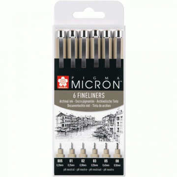 Sakura Pigma Micron Teknik ve İllüstrasyon Çizim Kalem Seti Siyah Edition 6'lı