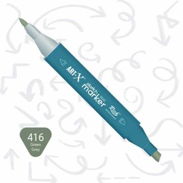 Rich Art-X Sketch Marker Duo Çift Uçlu Marker Kalem 416 Green Grey