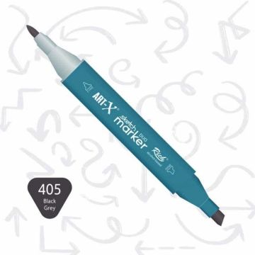 Rich Art-X Sketch Marker Duo Çift Uçlu Marker Kalem 405 Black Grey