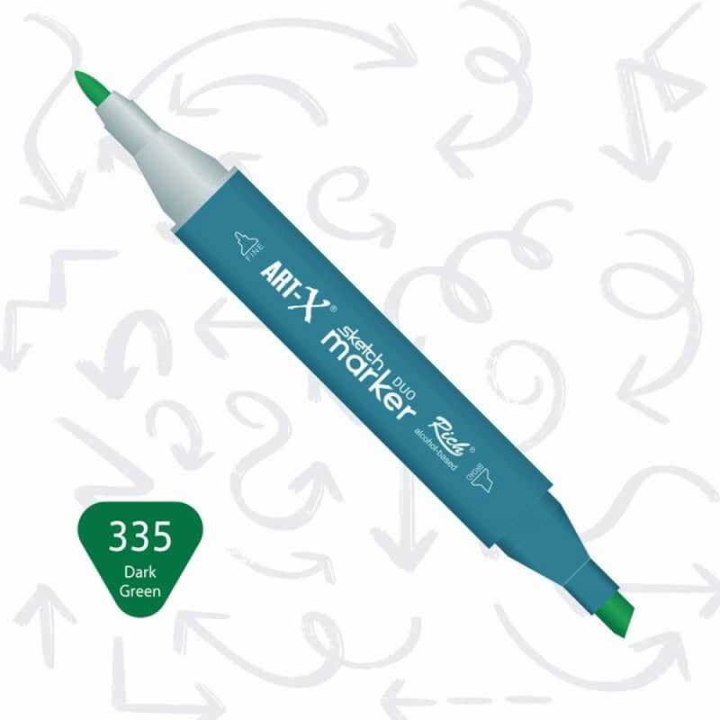 Rich Art-X Sketch Marker Duo Çift Uçlu Marker Kalem 335 Dark Green