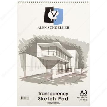 Alex Schoeller Eskiz Blok Transparan Spiralli 50/55gr A3 30 Yaprak