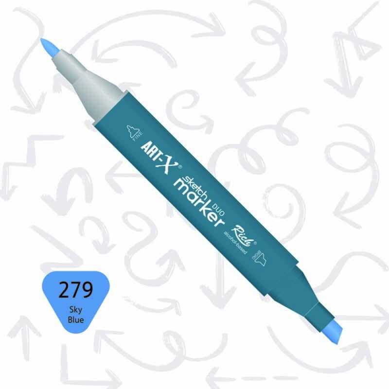 Rich Art-X Sketch Marker Duo Çift Uçlu Marker Kalem 279 Sky Blue