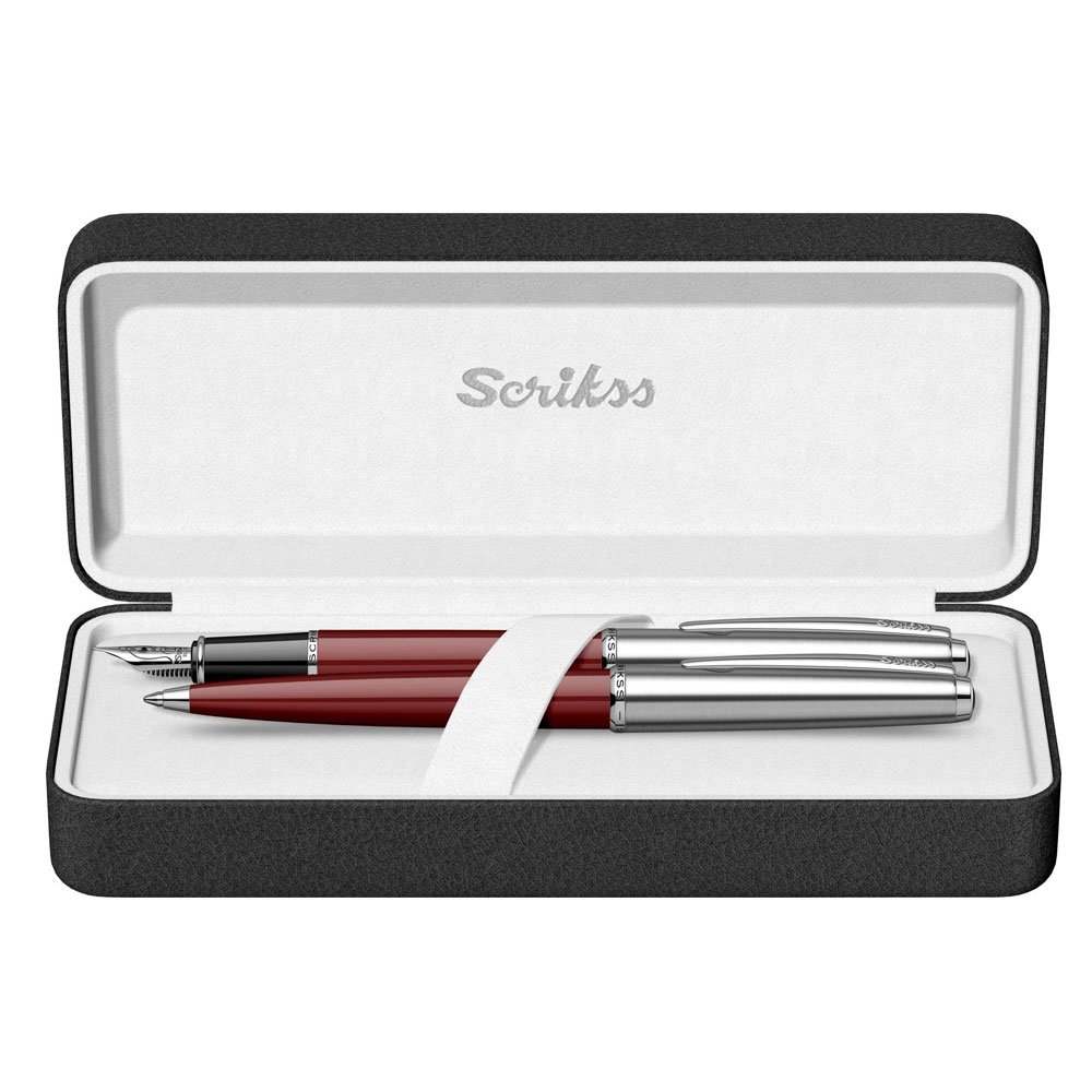 Scrikss 78 Dolma Kalem + Tükenmez Kalem Seti Bordo