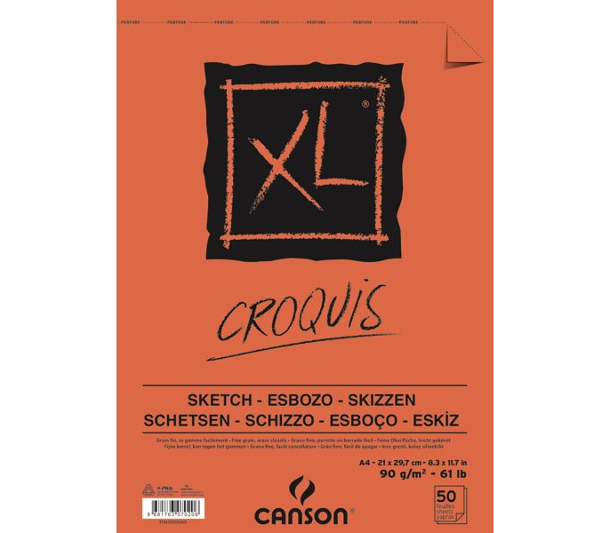 Canson XL Krem Eskiz Defteri Üstten Spiralli 90 gr. A4 50 Sayfa