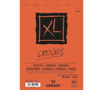 Canson XL Krem Eskiz Defteri Üstten Spiralli 90 gr. A5 50 Sayfa
