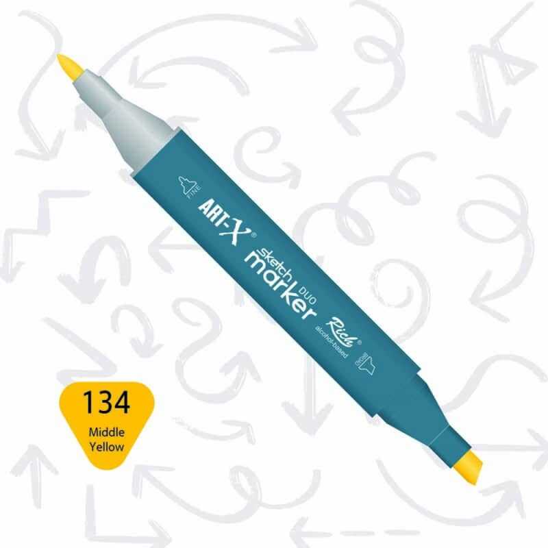Rich Art-X Sketch Marker Duo Çift Uçlu Marker Kalem 134 Middle Yellow