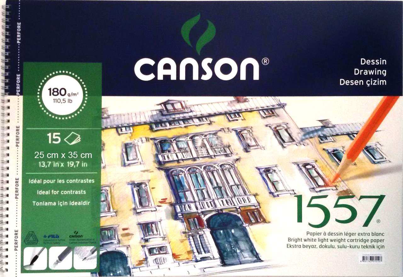 Canson 1557 Eskiz Spiralli Çizim Defteri 25*35 cm 180 gr 15 Sayfa