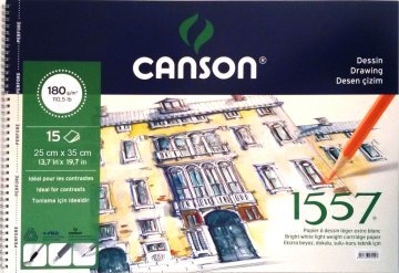 Canson 1557 Eskiz Spiralli Çizim Defteri 25*35 cm 180 gr 15 Sayfa