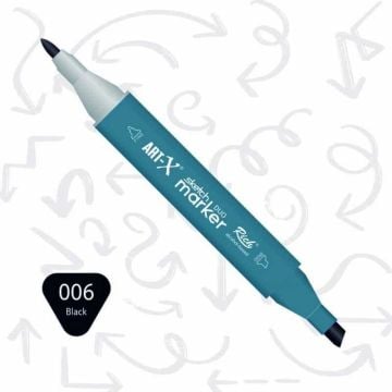 Rich Art-X Sketch Marker Duo Çift Uçlu Marker Kalem 006 Black