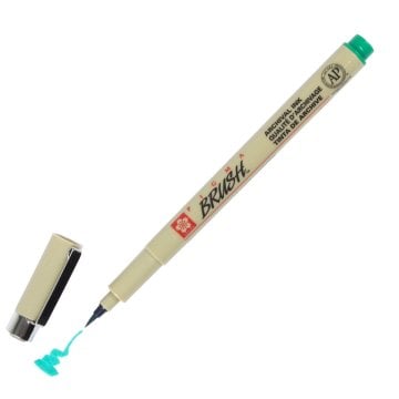 Sakura Pıgma Mıcron Teknik Çizim Kalemi Brush Yeşil