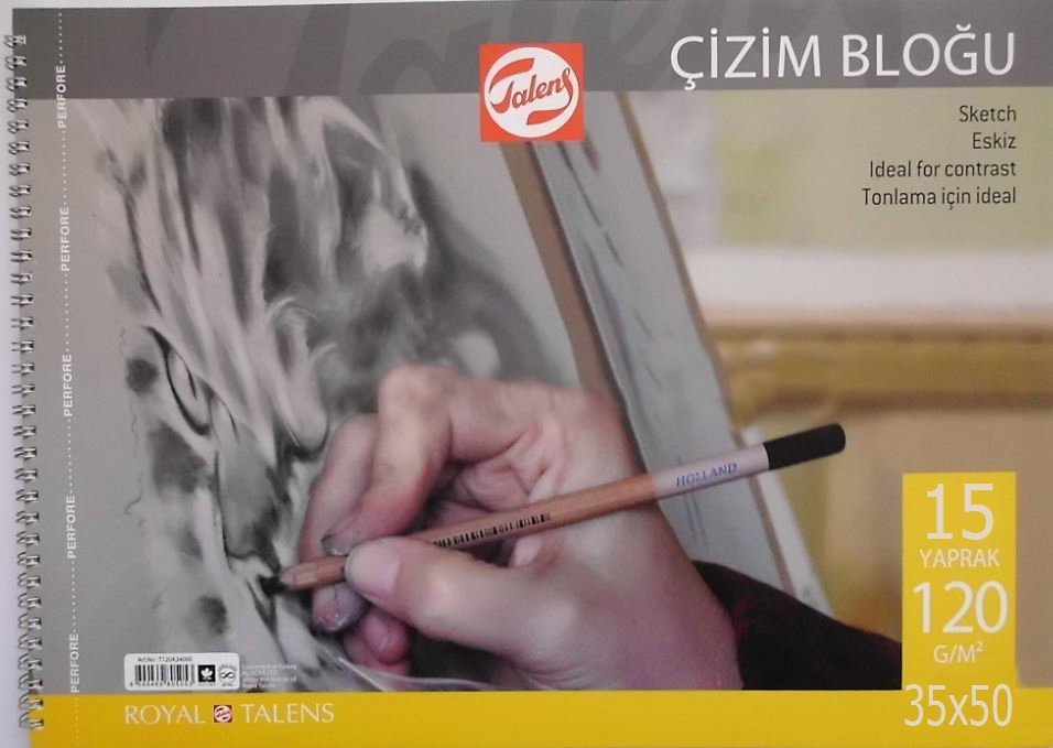 Talens Spiralli Çizim Bloğu Eskiz Çizim Defteri 35x50 cm 120 gr 15 Sayfa