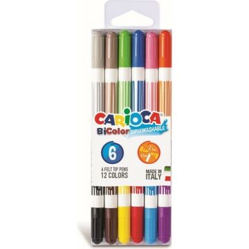 Carioca Çift Renkli Süper Yıkanabilir Keçeli Boya Kalemi 6'Lı (12 Renk)
