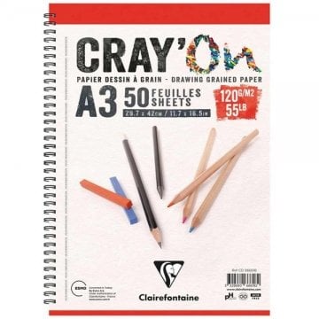 Clairefontaine Cray'On Çizim Blok A3 Yandan Spiralli 120 gr. 50 Yaprak