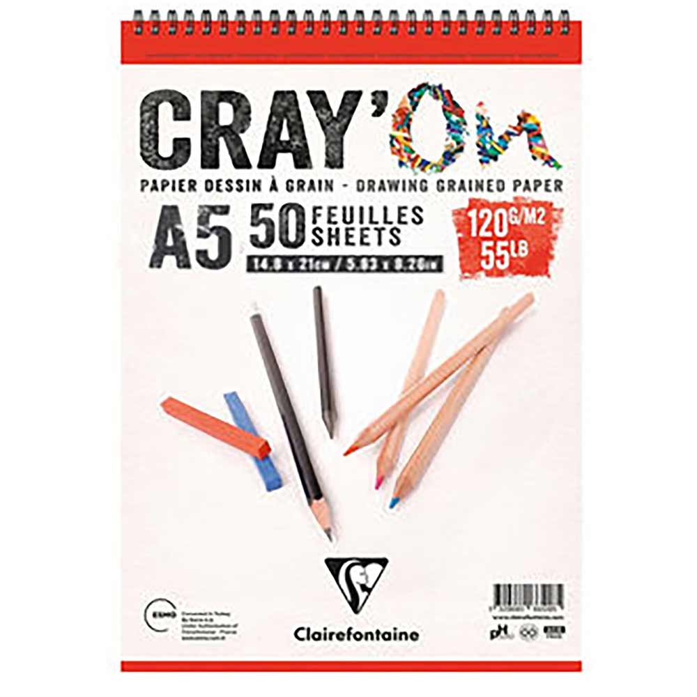 Clairefontaine Cray'On Çizim Blok A5 Üstten Spiralli 120 gr. 50 Yaprak