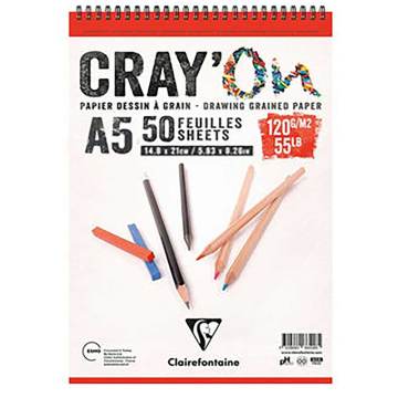 Clairefontaine Cray'On Çizim Blok A5 Üstten Spiralli 120 gr. 50 Yaprak