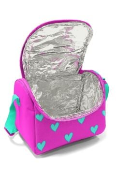 Coral High Kids Neon Pembe Su Yeşili Kalp Desenli Thermo Beslenme Çantası 11806