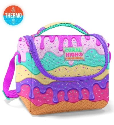 Coral High Kids Pembe Rengarenk Dondurma Desenli Thermo Beslenme Çantası 11731