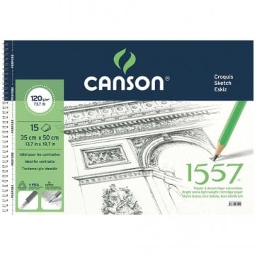 Canson 1557 Eskiz Defteri 120 gr. Yandan Spiralli 35*50 cm 15 Sayfa