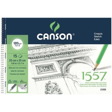 Canson 1557 Eskiz Defteri 120 gr. Yandan Spiralli 25*35 cm 15 Sayfa