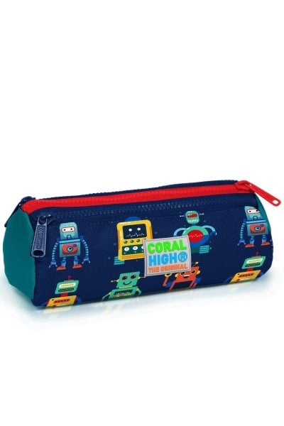 Coral High Kids Lacivert Çivit Robot Desenli Üç Bölmeli Kalem Çantası 22324