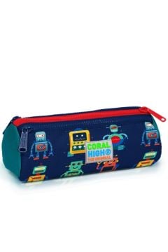 Coral High Kids Lacivert Çivit Robot Desenli Üç Bölmeli Kalem Çantası 22324