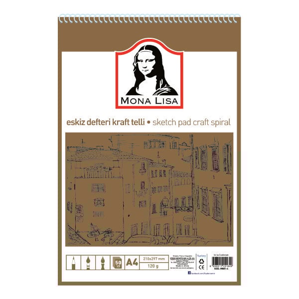 Monalisa Spiralli Eskiz Defteri Kraft A4 120 gr 50 Yaprak