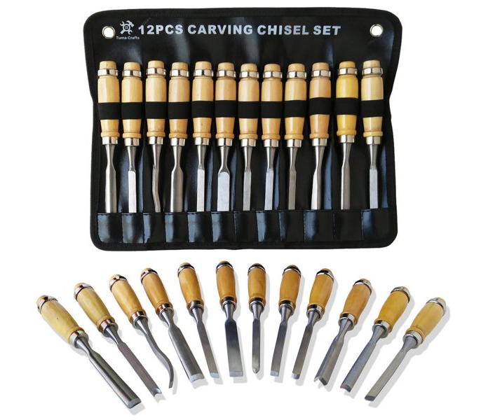 Lutart Ahşap - Taş - Seramik Oyma Profesyonel Seti (Iskarpela Takımı) 12'li