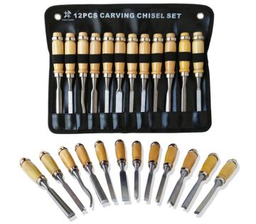 Lutart Ahşap - Taş - Seramik Oyma Profesyonel Seti (Iskarpela Takımı) 12'li