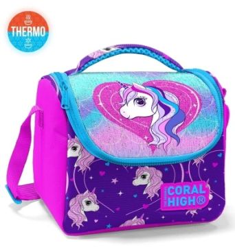 Coral High Kids Mor Pembe Unicorn Desenli Simli Thermo Beslenme Çantası 11856