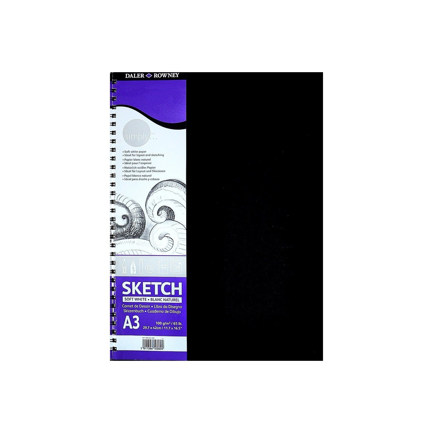 Daler Rowney Simply Soft White Sketch Defter Spiralli A3 100gr 54 Yaprak