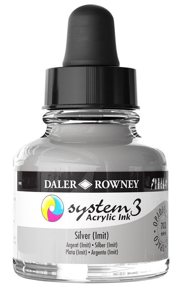 Daler Rowney System 3 Sıvı Akrilik Mürekkep Boya 29.5ml 702 Silver