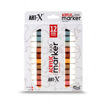 Rich Art-X Acrylic Duo Marker CLAY SERİSİ 12 Renk-19316