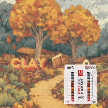 Rich Art-X Acrylic Duo Marker CLAY SERİSİ 12 Renk-19316