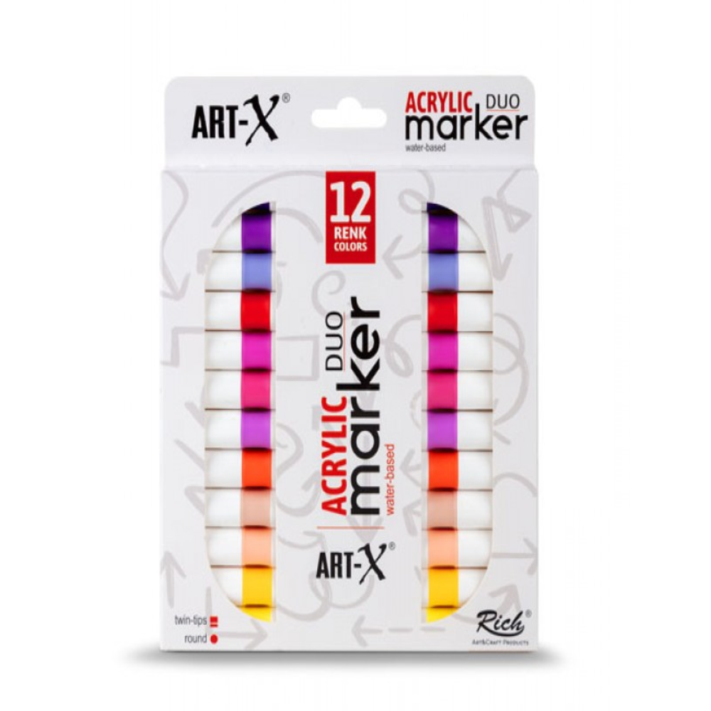 Rich Art-X Acrylic Duo Marker ENERGY SERİSİ 12 Renk-19317