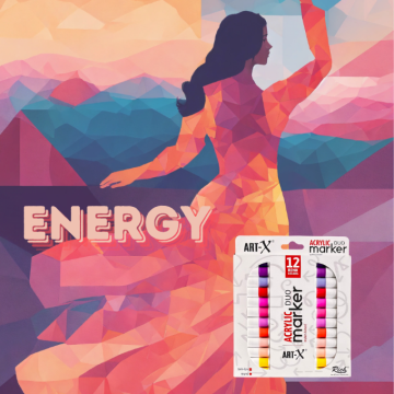 Rich Art-X Acrylic Duo Marker ENERGY SERİSİ 12 Renk-19317