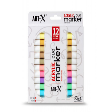 Rich Art-X Acrylic Duo Marker PALE SERİSİ 12 Renk-19318