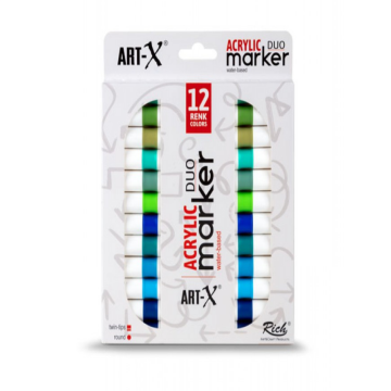 Rich Art-X Acrylic Duo Marker MARINE SERİSİ 12 Renk-19315