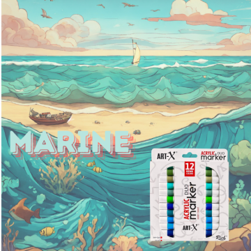 Rich Art-X Acrylic Duo Marker MARINE SERİSİ 12 Renk-19315