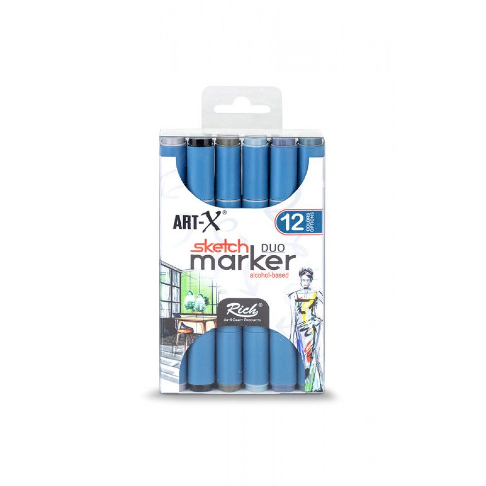 Rich Art-X Sketch Marker Set 12li COAL SERIES - 19313