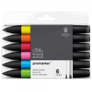Winsor & Newton Promarker Vibrant Tones (Güçlü Tonlar) 6'lı Set