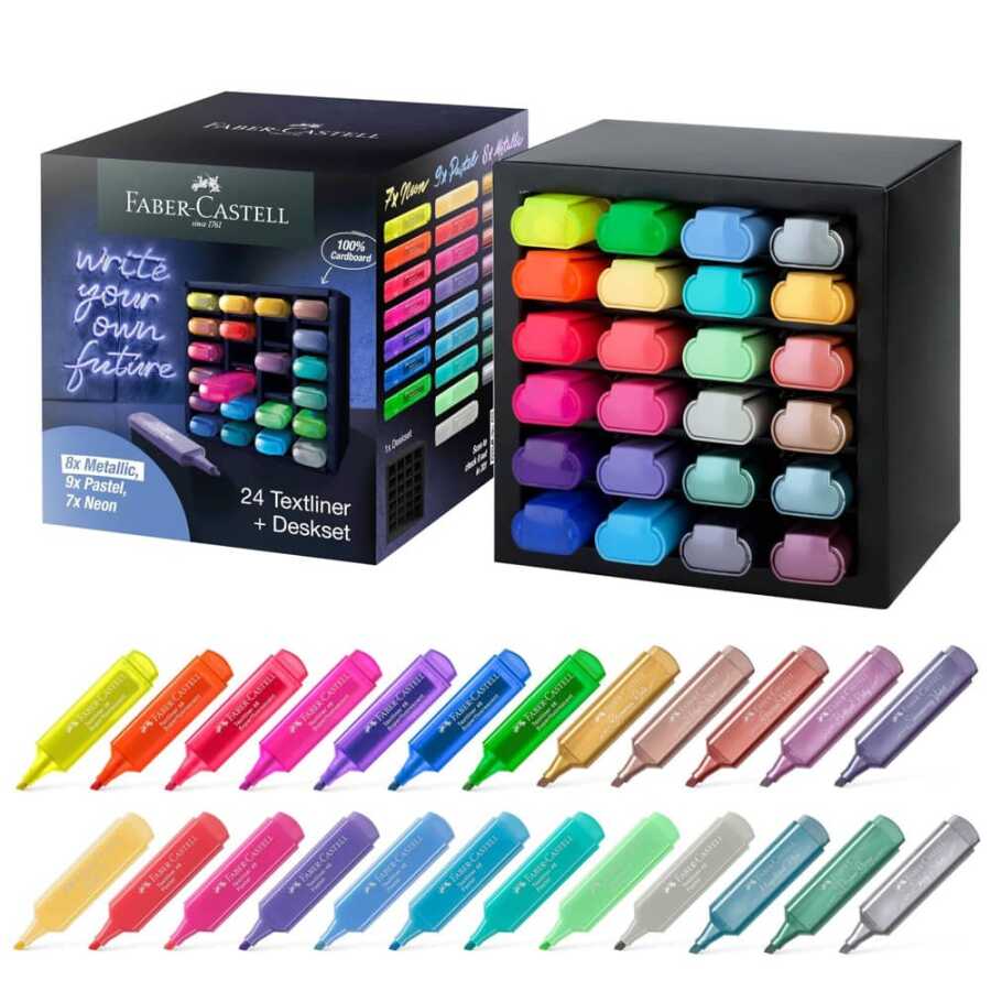 Faber Castell Textliner 46 Fosforlu Kalem 24 Renk Masa Seti